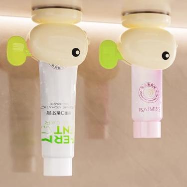 Imagem de 2 peças Espremedor de pasta de dente – Suporte de clipe dispensador de tubo de plástico para banheiro, funciona com pasta de dente, creme, tinta e cosméticos