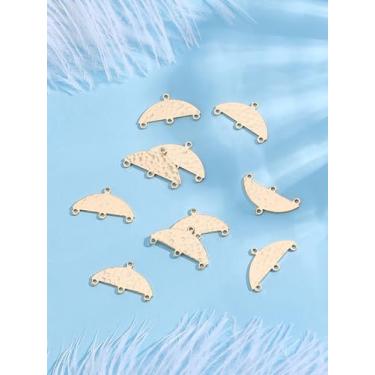 Imagem de 10 peças de elos de latão meio círculo redondo, elos componentes de lustre semicírculo, suprimentos de joias marteladas de 4 furos para colar, pulseira, artesanato, joias, 11,5 x 21 x 0,7 mm