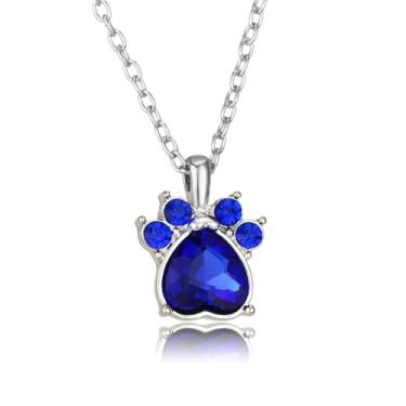 Imagem de Colar de pata de animal de estimação com pedra do mês de nascimento, joia fofa de gato, cachorro, presentes de aniversário para mulheres, One Size, Aço inoxidável, Sem Pedra Preciosa