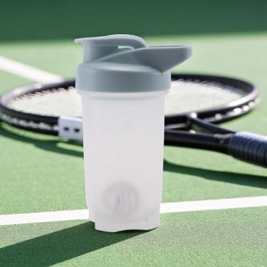 Imagem de 1 garrafa de água esportiva compacta com alça de gancho 300 ml, lavável na lava-louças, PP, aço inoxidável 304, azul claro, 16 x 9,5 x 6 cm