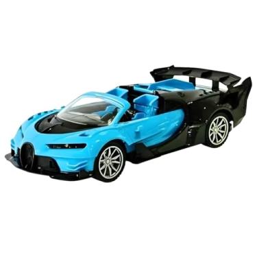 Imagem de Carrinho Controle Remoto Brinquedo Farol Acende Led Esportivo Conversível Carro Buga Azul