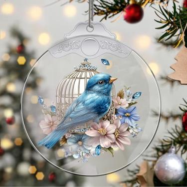 Imagem de Enfeites de Natal para pendurar em cristal, enfeites de árvore de Natal feitos à mão, decoração de carro e casa - presentes de Natal, decoração de artesanato em acrílico, ideias de troca de presentes