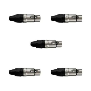 Imagem de Kit Conectores Xlr Femea Wc 1003 Fl Bk Ni 3p P- Cabo (5 Un) Wireconex