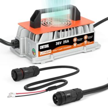 Imagem de Carregador de bateria de lítio 36V 43,8V 25A LiFePO4 carregador de bateria de lítio de 36 volts IP67 à prova d'água 36 volts carregador de bateria de carrinho de golfe 36V 25A 1250W carregador de