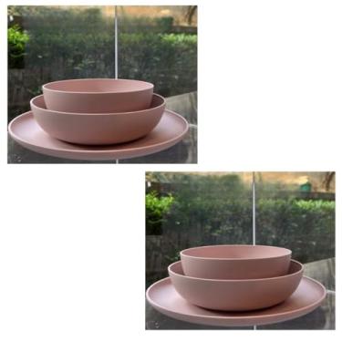 Imagem de ogo de 3 Pratos Resistente Linha Colours – Variedade de Cores, Livre de BPA e Uso no Micro-ondas | Prato Raso, Fundo e Bowl Modernos(Kit 2 jogos de prato/Rosa Chá)