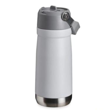 Imagem de Garrafa Térmica 650 ml Aço Inox - Canudo Flip e Alça Ergonômica - Parede Dupla, Isolamento a Vácuo e Antivazamento (BRANCO)