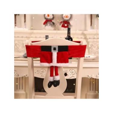 Imagem de 1 capa de cadeira de Natal, design adequado para idosos com pernas longas, atmosfera festiva de festa para decoração de casa