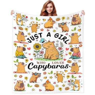 Imagem de Manta divertida de capivara, presentes para amantes de capivara, mulheres, meninas, meninos, crianças, adolescentes e adultos, cobertores de flanela macia para roupa de cama, sofá, decoração de 152 cm