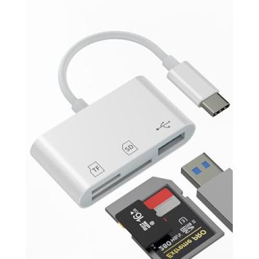 Imagem de Leitor de cartão SD USB C Adaptador USB (3 em 1) Micro SD TF para iPhone 16 15 Tipo C MacBook Acessórios USB-A Câmera Digital Flash Drive Transferência de Fotos Computador Laptop para iPad Compatível