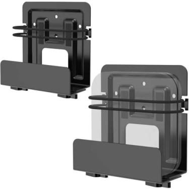 Imagem de Pacote com 2 suportes de caixa de cabos e suporte de modem, suporte de parede ajustável para dispositivos pequenos e amplos, reprodutores de mídia, caixas de cabo, modems e leitores de DVD