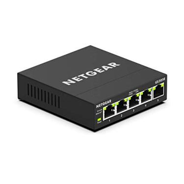 Imagem de NETGEAR Switch De Rede Gerenciado Gigabit Ethernet De 5 Portas (Gs305E) - Montagem Em Mesa Ou Parede, Hub De Rede Doméstica, Divisor Ethernet De Escritório, Operação Silenciosa