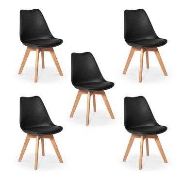 Imagem de Conjunto 05 Cadeiras Eames Wood Leda Design Preta