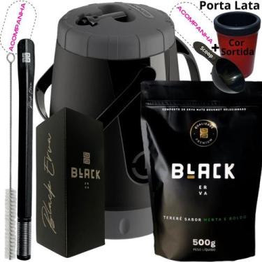 Imagem de Kit Completo Tereré Black Erva Mate Garrafa térmica Unitermi Copo Inox