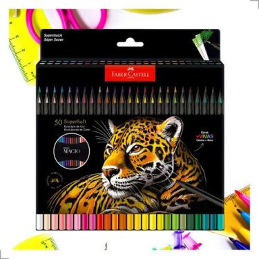 Imagem de Estojo Lapis de Cor 50 Cores Faber Castell para Artes Desenho Escolar 