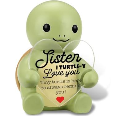 Imagem de wainvniaw Mini Funny Turtle Sister Gifts Birthday Christmas, Soul Sister Friend Gifts for Women Girls Presents, I Love You Small Cute Handmade Emotional Positive Resin Turtle WRR7