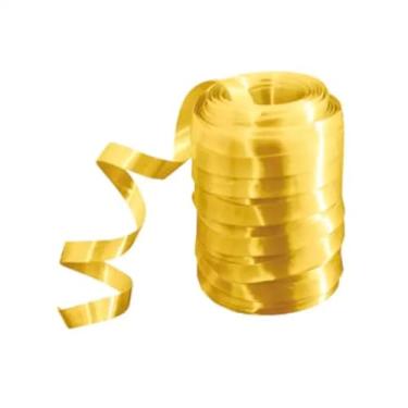 Imagem de Rolo Fitilho 5mm 50 Metros | Para Arranjos e Amarração de Balões | Cores Vibrantes | Presente e Decoração de Festas(Amarelo)