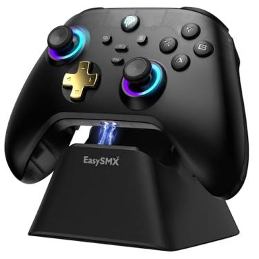 Imagem de EasySMX D05 PC Controller - Enhanced Wireless Bluetooth Pro Controller with Charging Dock/Hall Sensor/RGB Lighting - No Stick Drift, No Dead Zone - Work for Windows PC, Android, Steam and Switch