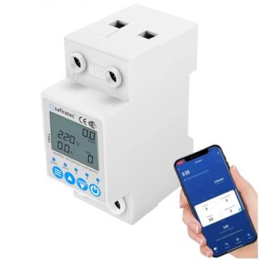 Imagem de Medidor de Consumo de Energia Inteligente Wifi c/ Timer 63A Safiratec TY63A compatível com Tuya Smart Life