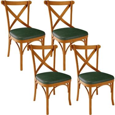 Imagem de Kit 04 Cadeiras Para Sala De Jantar E Estar Living Estofada ávila L02 Couríssimo Verde Musgo - Lyam