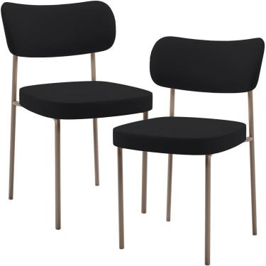 Imagem de Kit 02 Cadeiras Para Sala De Jantar Melina Base Arena L02 Suede Preto - Lyam Decor