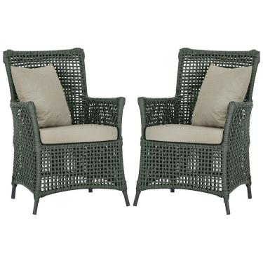 Imagem de Poltronas Igapó Alumínio Pintura Preta Corda Náutica E7 Verde