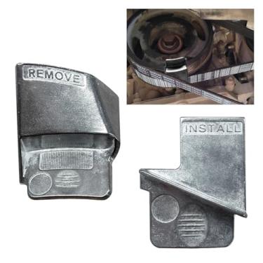 Imagem de DUSCOKE Kit de correias elásticas de 2 peças, ferramenta de remoção de correias de polia auxiliar para correia dentada, kit de ferramentas de instalação de removedor de correia elástica de metal