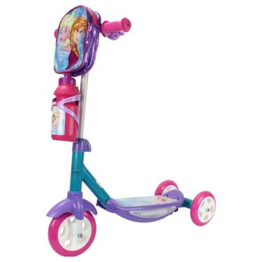 Imagem de Patinete 2+ Frozen com Luzes LED Acessórios Base Antiderrapante 3 Rodas BBR Toys