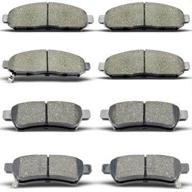 Imagem de DYZJKWJW D1094 D1100 Conjunto de pastilhas de freio de cerâmica dianteiras traseiras adequadas para Nissan Frontier 2005-2018, para Nissan Xterra 2005-2015, para Suzuki Equator 2009-2012 (8 peças)