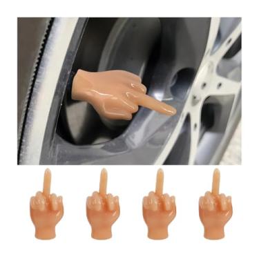 Imagem de Tampa de haste de válvula universal de dedo médio, 4 peças de tampas de haste de válvula de pneu de brincadeira engraçadas capas herméticas à prova de poeira capa de haste de válvula antiferrugem