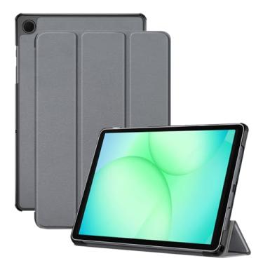 Imagem de Capa para tablet Samsung Galaxy Tab A11, capa KONXISA com suporte de três dobras, capa para tablet com couro PU premium e absorção magnética, resistente a arranhões e à prova de choque, cinza