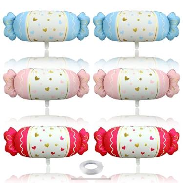 Imagem de 6 Pcs Sweet Candy Balloons, 34 Inch Giant Candy Mylar Foil Balloons, 3 Colors Candyland themed Party Decorations for Birthday Wedding Baby Shower Christmas Party Supplies