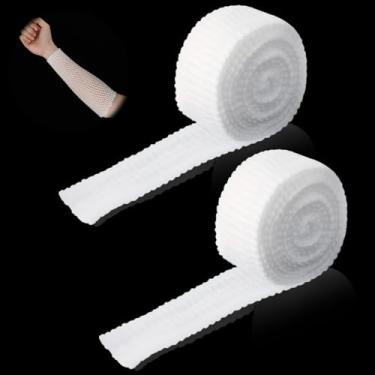 Imagem de Grevosea 2 rolos de tubo de 2 m Stockinette para braço, bandagem tubular elástica rede curativo curativo compressão bandagem envoltório manga de gaze tubular sem o uso de fita adesiva (tamanho 3)