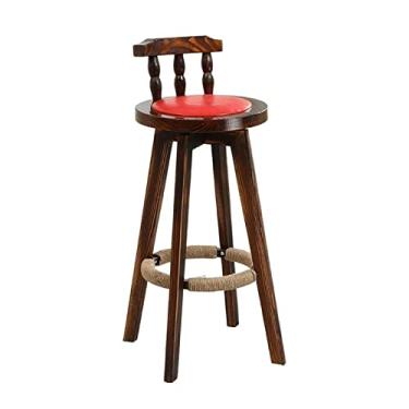 Imagem de Banquetas de bar altas banco alto retrô criativo encosto alto banco alto giratório 360 graus banco de bar casa restaurante cozinha jantar ilha cadeira balcão de cozinha banco de bar (cor: E) (D)