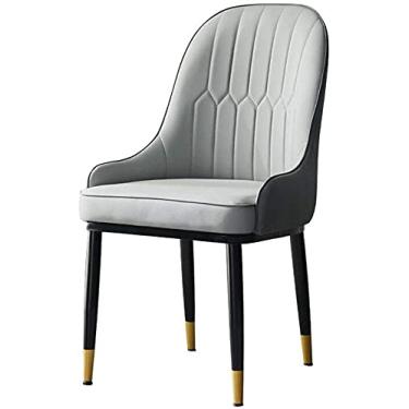 Imagem de Cadeiras de cozinha para sala de jantar, cadeiras modernas de couro PU, cadeiras de jantar com encosto alto, assento macio, cadeiras de sala de estar, cadeira de maquiagem de perna de metal (cor