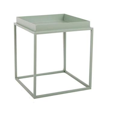 Imagem de Mesas laterais, bandeja de metal nórdica criativa quadrada chá sala de estar sofá minimalista ferro forjado casual dobrável vintage mesa de centro (cor: D) (B)