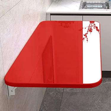 Imagem de Mesa dobrável de madeira, mesa dobrável para espaços pequenos, mesa de cozinha suspensa na parede, mesa de trabalho dobrável, mesa de parede dobrável para casa, escritório, bar, lavanderia, quarto