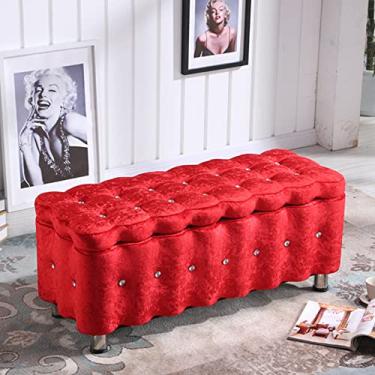 Imagem de Banqueta de armazenamento retangular com tampa articulada, banco de sofá para sala de estar, banco de quarto, cama, banco para sala de estar, banco para troca de sapatos/J/40 x 40 x 80 cm