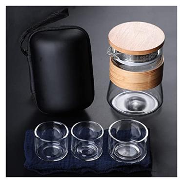Imagem de Conjunto de chávenas de chá de vidro portátil de viagem conjunto de bule de chá de vidro de alta temperatura acessórios essenciais para viagem (cor: conjunto de 3 xícaras) (conjunto de 3 xícaras)