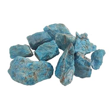 Imagem de URMIBDAI Cheio de textura 100 g natural bruto azul apatita pedras ásperas cristal cascalho minerais e pedras preciosas ásperas, 2-4 cm