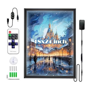 Imagem de MAOBYGO Moldura de pôster de LED de 45,7 x 61 cm - Moldura retroiluminada com controle remoto e manual, ganchos ocultos, caixa de luz de pressão de perfil de alumínio - ideal para exibição de pôster