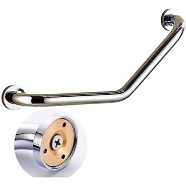 Imagem de LUOFDCLDDD Barra de apoio de segurança, barras de apoio cromadas polidas para banheiro, corrimão para deficientes de segurança para banheiras e chuveiros, aderência antiderrapante com base resistente