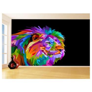 Imagem de Papel De Parede Animais Leão Rosto Arte Cores 3,5M Anm493 - Você Decor