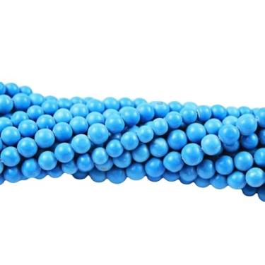 Imagem de Lady Works Fio de pedra natural turquesa de laboratório de 33 cm, contas redondas lisas de 3 mm para fazer joias DIY | Beads_05052