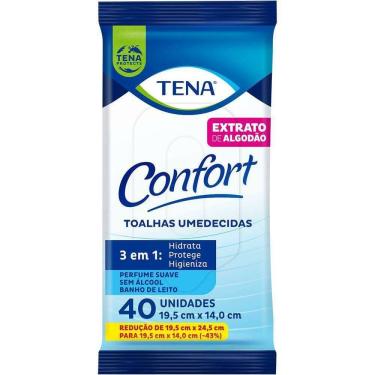 Imagem de Toalha Umedecida Tena Confort 3 em 1 com Camomila e Ale Vera Compacta 40 Unidades