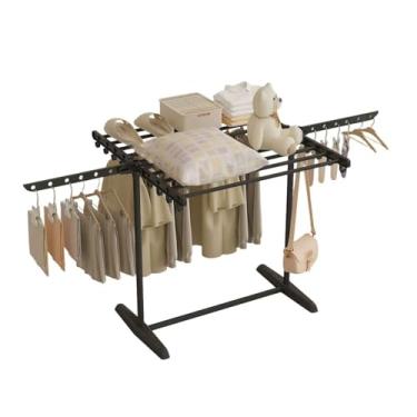 Imagem de Hhsdyl Estendal de Roupas Dobrável, Cavaletes de Secagem em Aço Inoxidável para Roupas e Roupa de Cama,Black,One story B