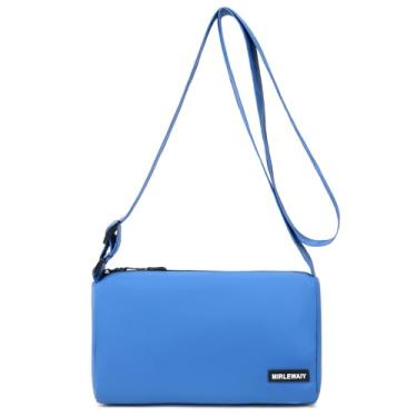 Imagem de MIRLEWAIY Bolsa tiracolo minimalista, leve, de grande capacidade, bolsa de ombro casual esportiva à prova d'água, Azul escuro, Bolsa transversal moderna minimalista