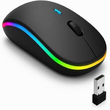 Imagem de Mouse Sem Fio Premium, Bluetooth 2.4 GHz, RGB LED, Ergonômico, Recarregável, Óptico, para Notebook, Computador, PC Desktop