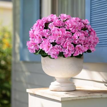 Imagem de Yarmare Flores artificiais de maçã silvestre para uso ao ar livre, 10 peças, flores artificiais chinesas com hastes de seda, arranjos florais realistas para varanda e varanda (rosa)