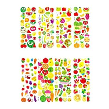 Imagem de 03 Cartelas de Adesivos Corações 3D Puff Bichinhos Borboleta Coração Boneca Unicórnio Ursinho Mangá Estrela (01 Frutas ou Legumes Divertidos + 01 Natal + 01 D ora)