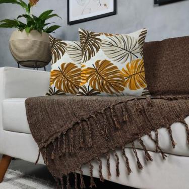 Imagem de Kit Manta Para Sofá Marrom + 2 Capas De Almofada Com Zíper Cor:03 - Ge